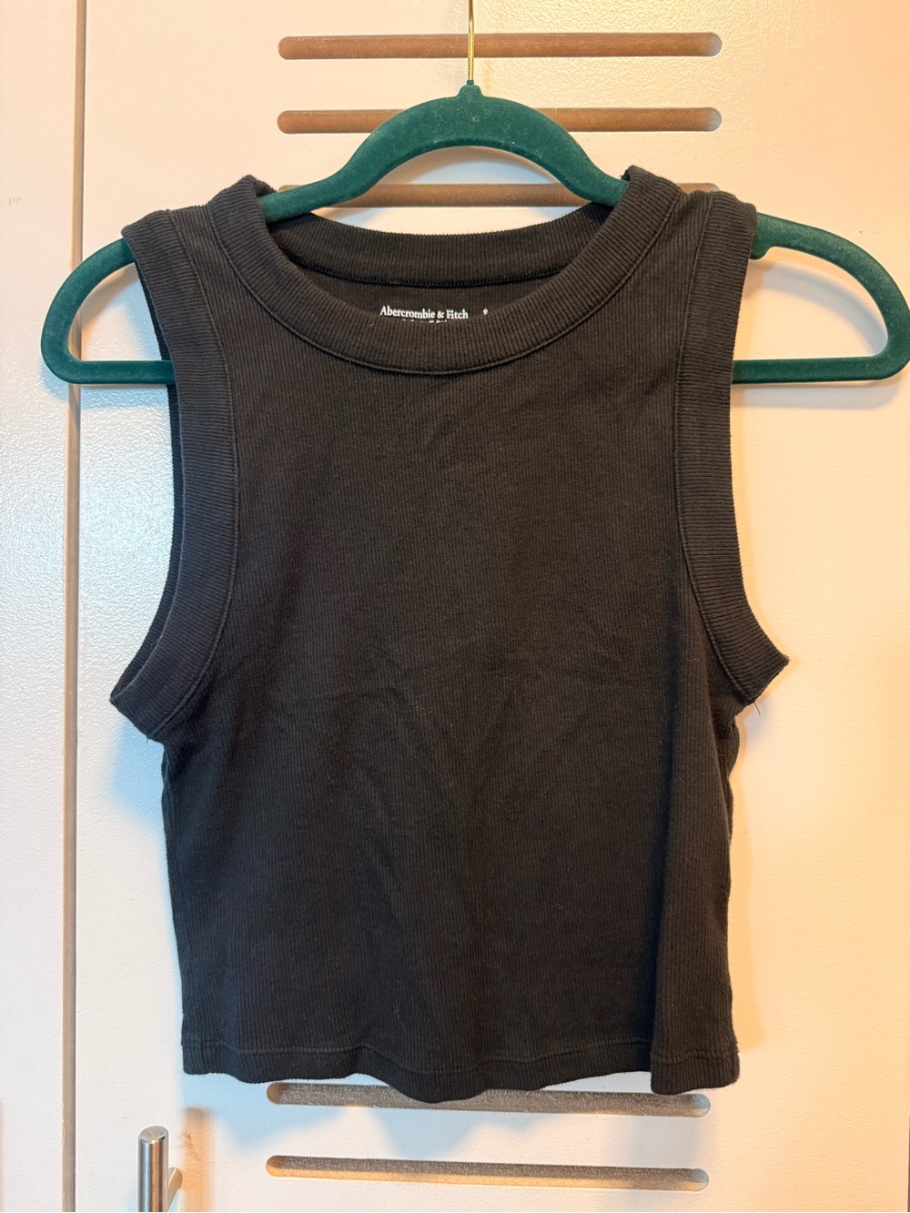 Abercrombie & Fitch High Neck Ribbed Tank Top, Size Small in Black